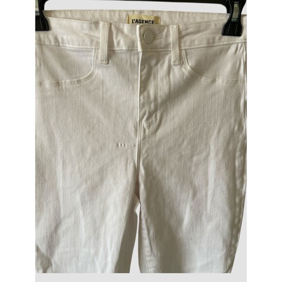 L’AGENCE Josie High Rise Skinny Jeans Size 25 White Women’s Split Side Hem NWOT - Picture 4 of 9